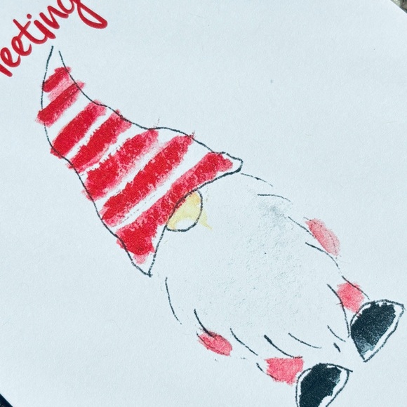 Set of 12 Watercolor gnome holiday cards - Picture 2 of 2